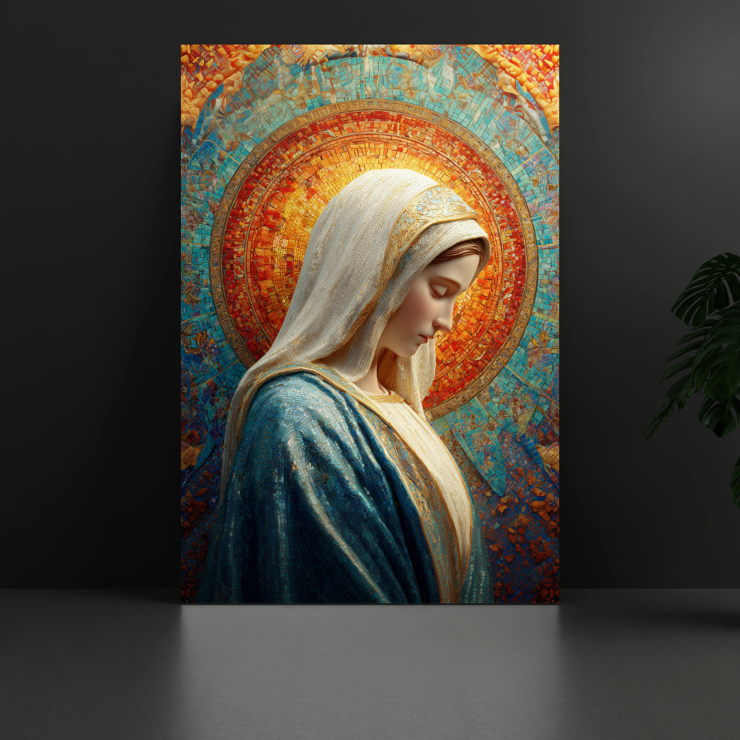 Placa MDF - Luz do Silêncio – Nossa Senhora em Oração