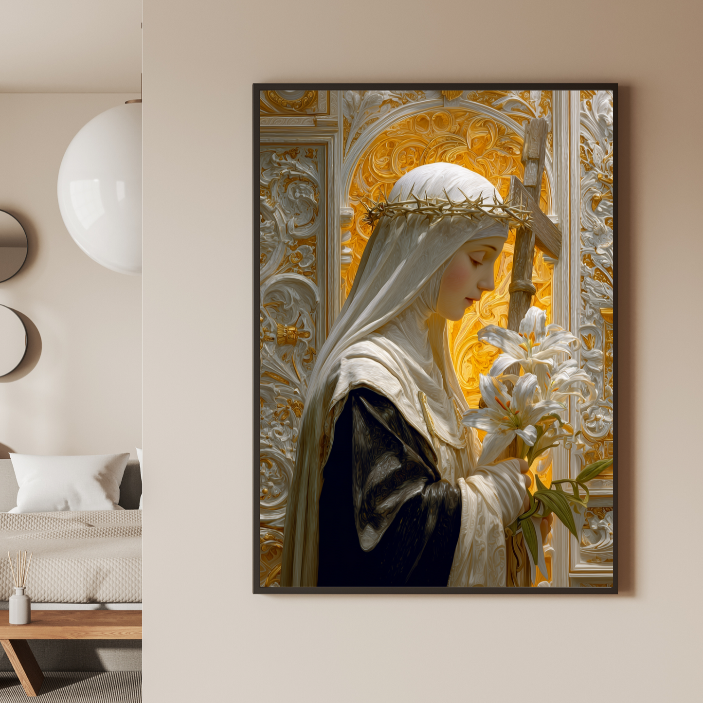 Quadro Santa Catarina de Siena — A Luz da Devoção