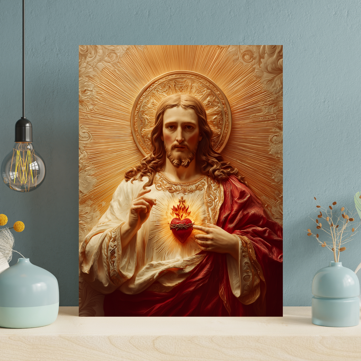 Placa MDF - Luz do Sagrado Coração de Jesus