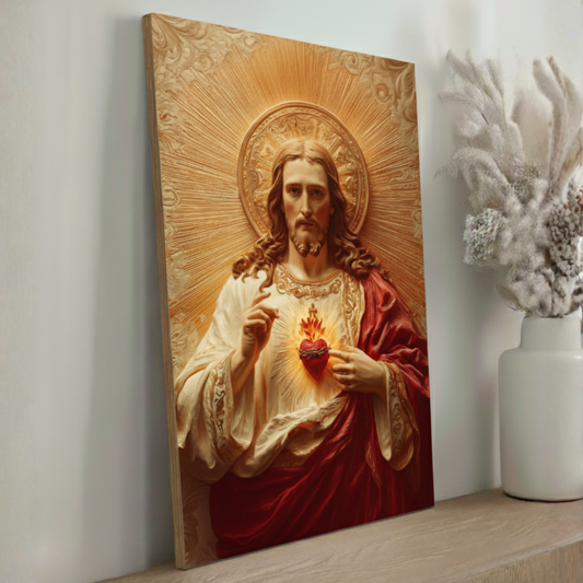 Placa MDF - Luz do Sagrado Coração de Jesus