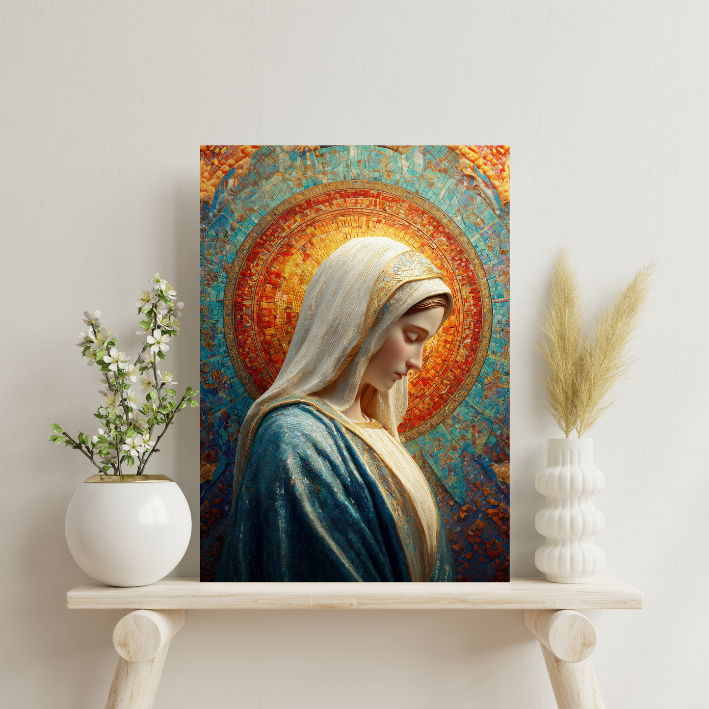 Placa MDF - Luz do Silêncio – Nossa Senhora em Oração