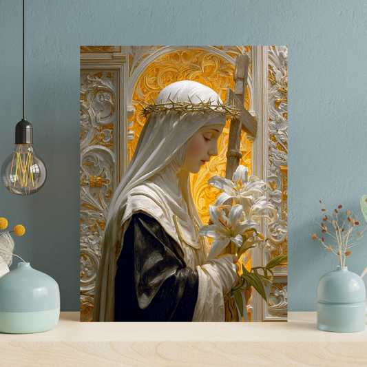 Placa MDF - Santa Catarina de Siena — A Luz da Devoção